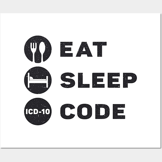 Medical Coder Eat Sleep Code ICD Coding Programmer Wall Art by T-Shirt.CONCEPTS